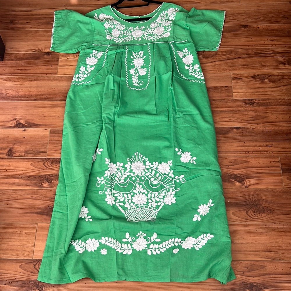 Beautiful Embroidered Green Summer Dress or Cover